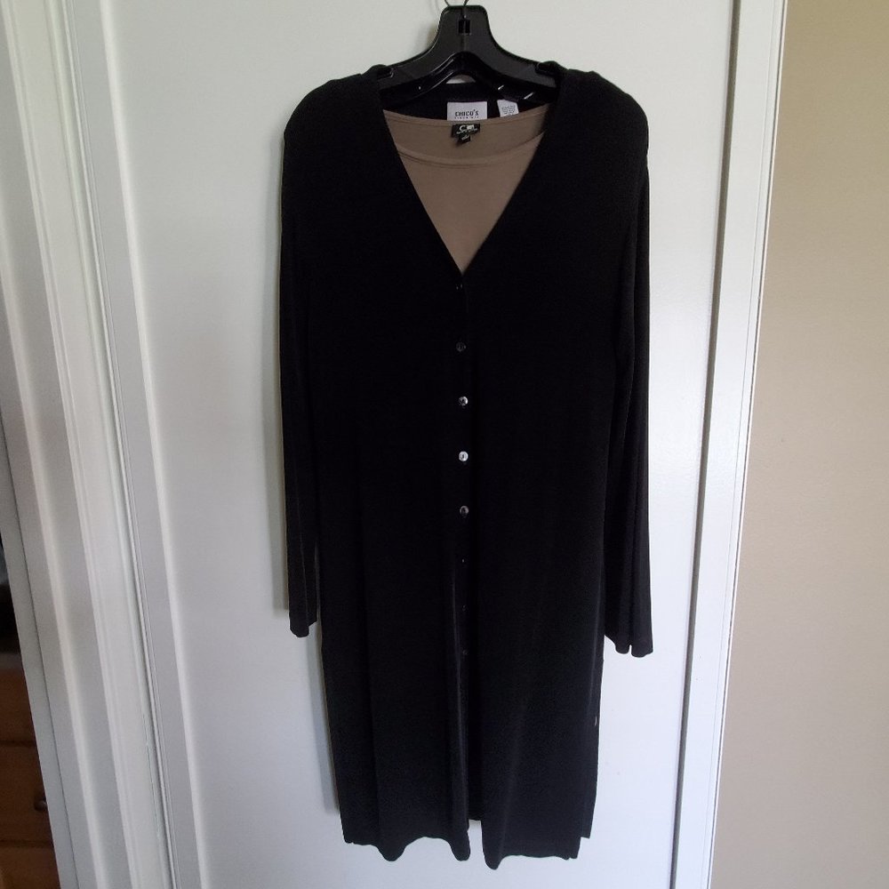 Chicos Button Front Long Cardigan
